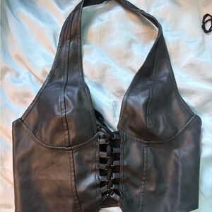 SHEIN Black Faux Leather Top